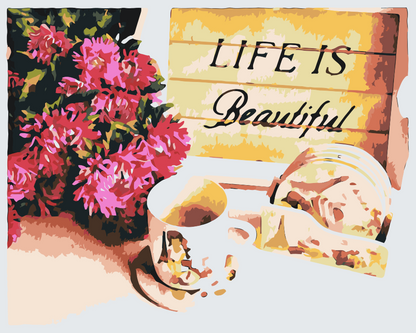 Paint by Numbers - Blomster og en kop kaffe