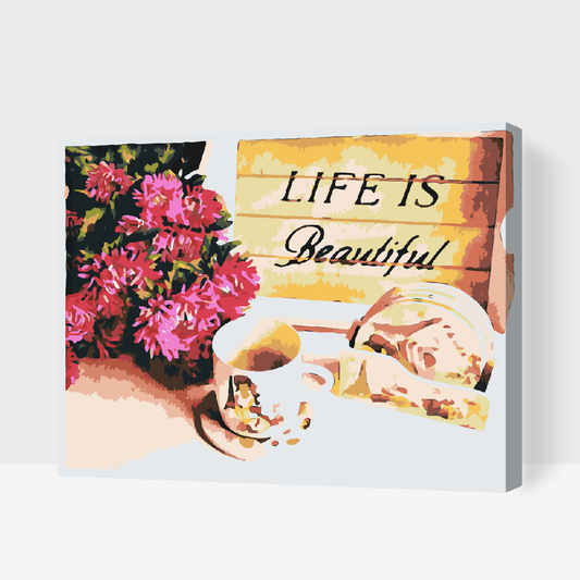 Paint by Numbers - Blomster og en kop kaffe