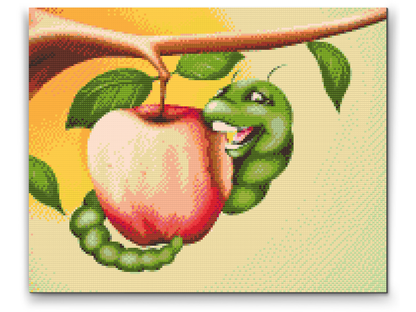 Diamond Painting - Larven spiser et æble