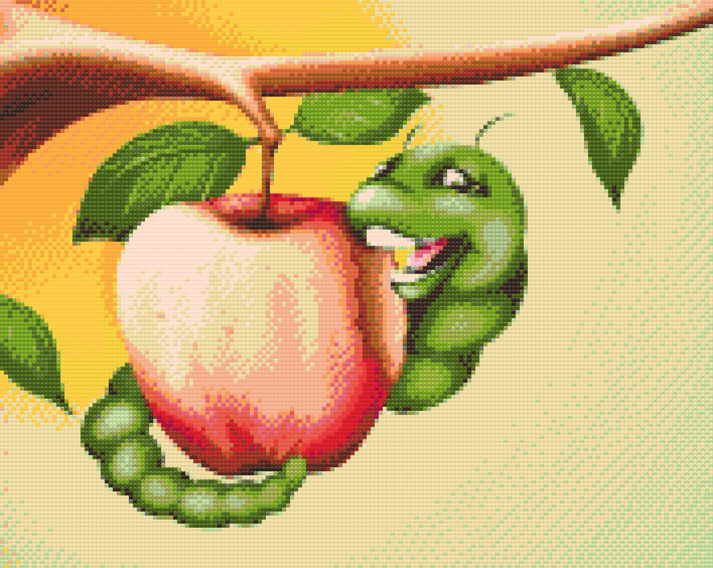 Diamond Painting - Larven spiser et æble