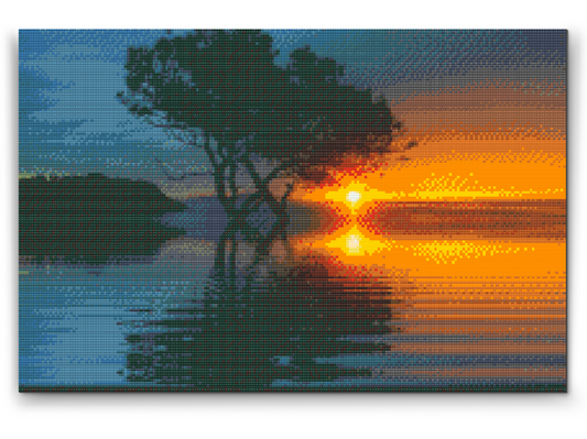 Diamond Painting - Solnedgang ved søen