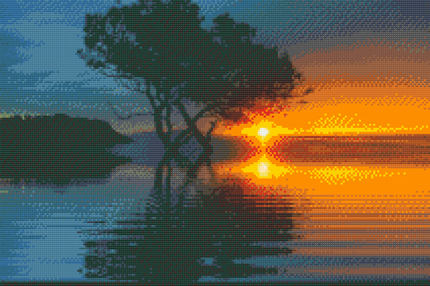 Diamond Painting - Solnedgang ved søen