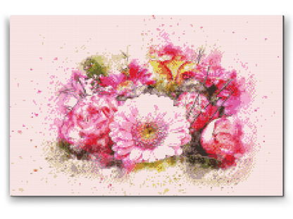 Diamond Painting - Buket lyserøde blomster