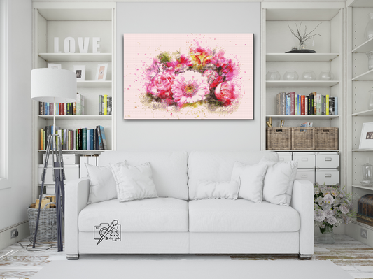 Diamond Painting - Buket lyserøde blomster