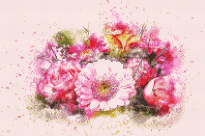 Diamond Painting - Buket lyserøde blomster
