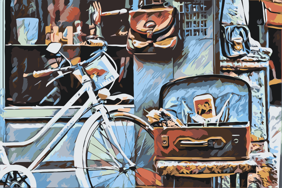 Paint by Numbers - Cykel og kuffert fuld af minder