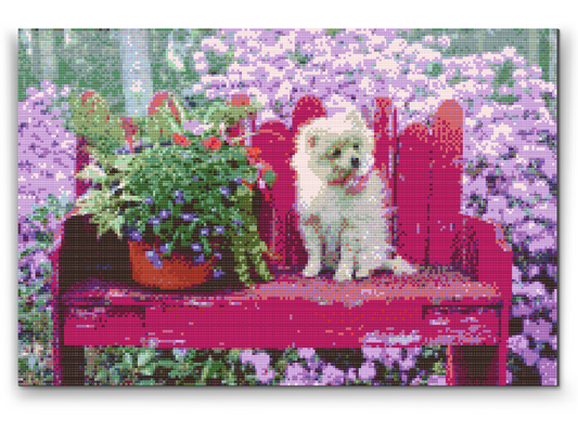 Diamond Painting - Hvalp på bænken