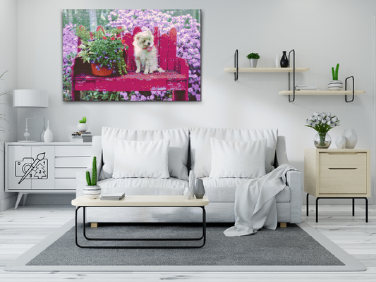 Diamond Painting - Hvalp på bænken