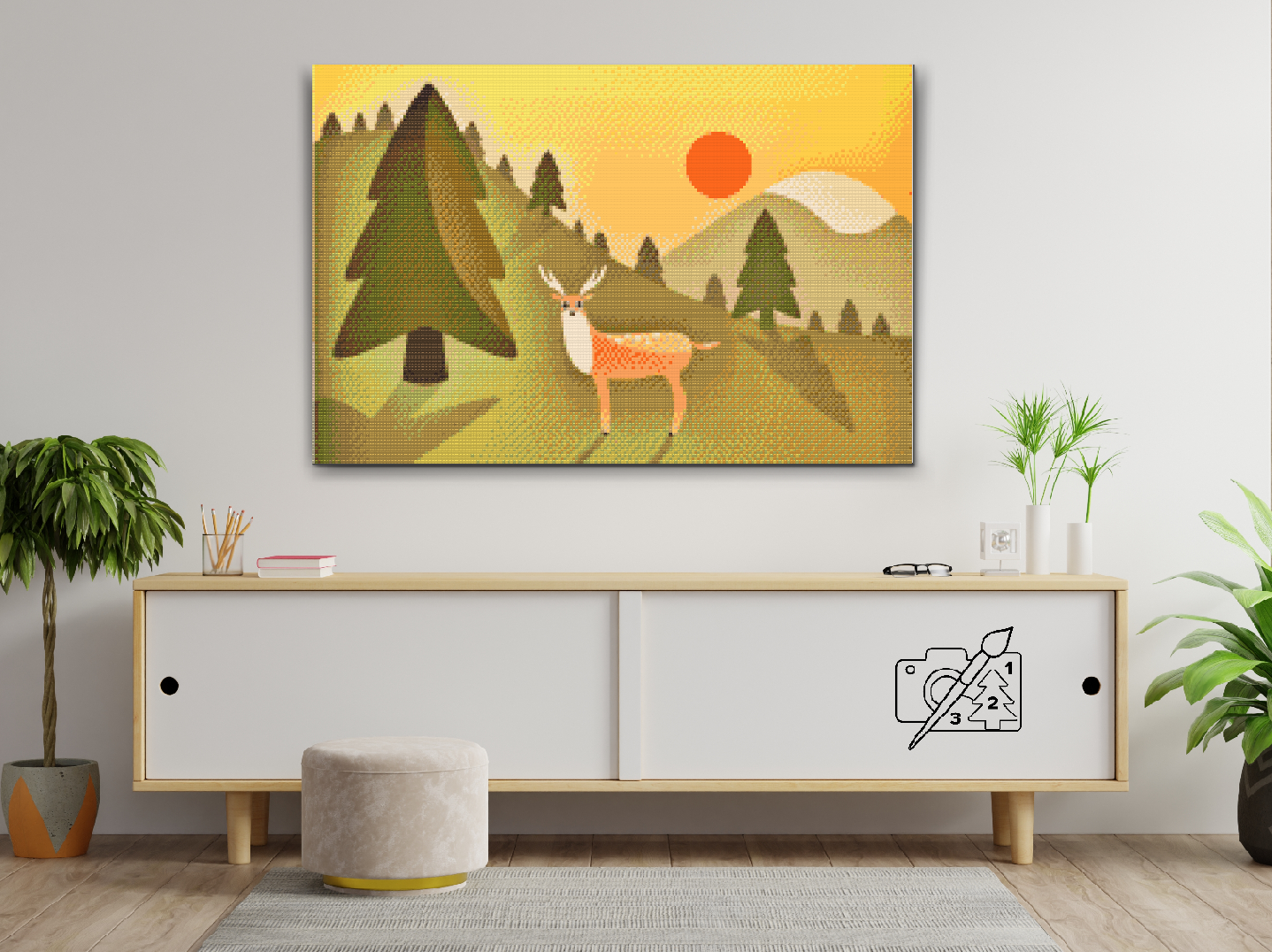 Diamond Painting - Landskab med hjorte