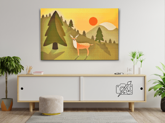 Diamond Painting - Landskab med hjorte