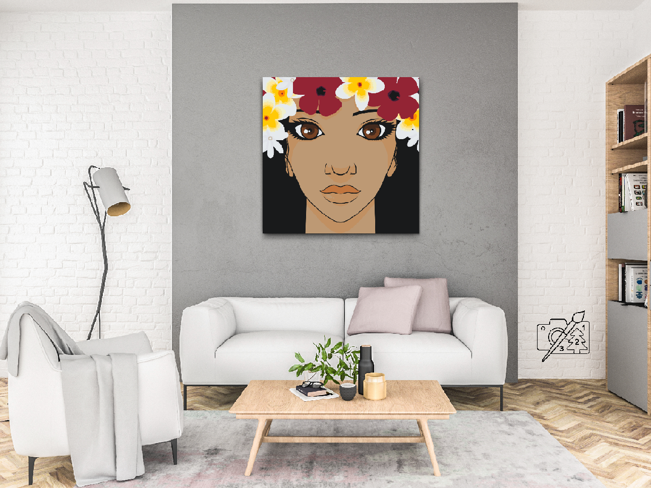 Paint by Numbers - Kvinde med blomsterkrans