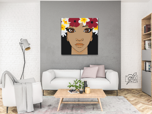 Paint by Numbers - Kvinde med blomsterkrans