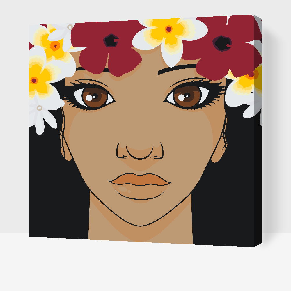Paint by Numbers - Kvinde med blomsterkrans