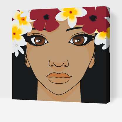 Paint by Numbers - Kvinde med blomsterkrans