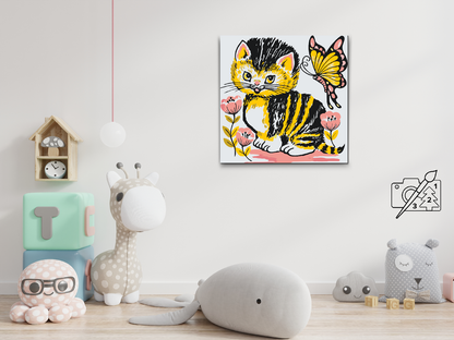 Paint by Numbers - Kat med sommerfugl