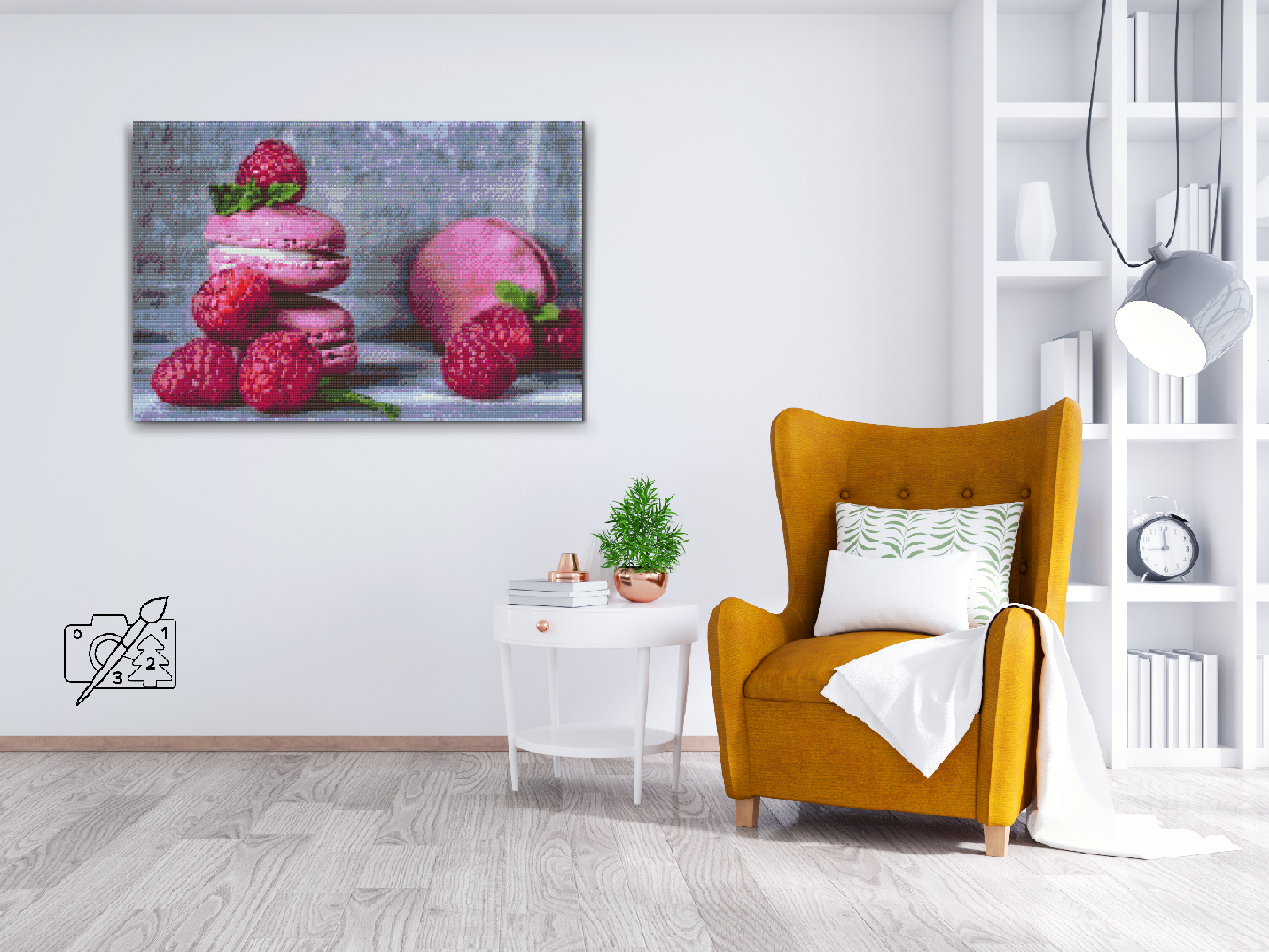 Diamond Painting - Macarons og hindbær