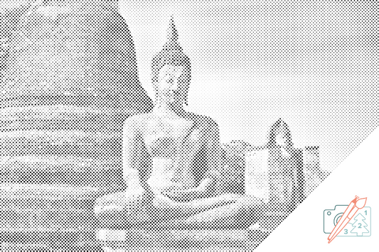 Mal-med-prikker -  Buddha-statue