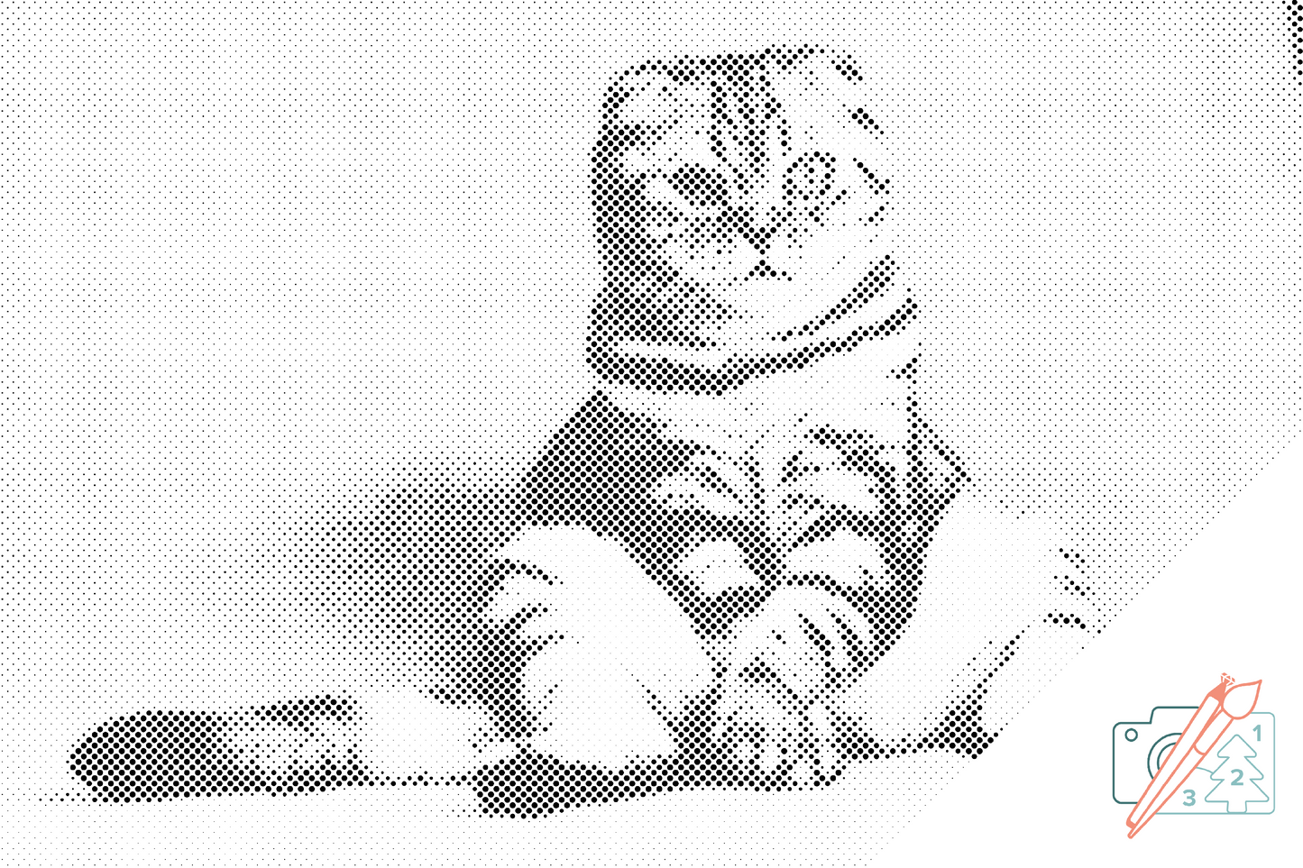 Mal-med-prikker -  Siddende Kat