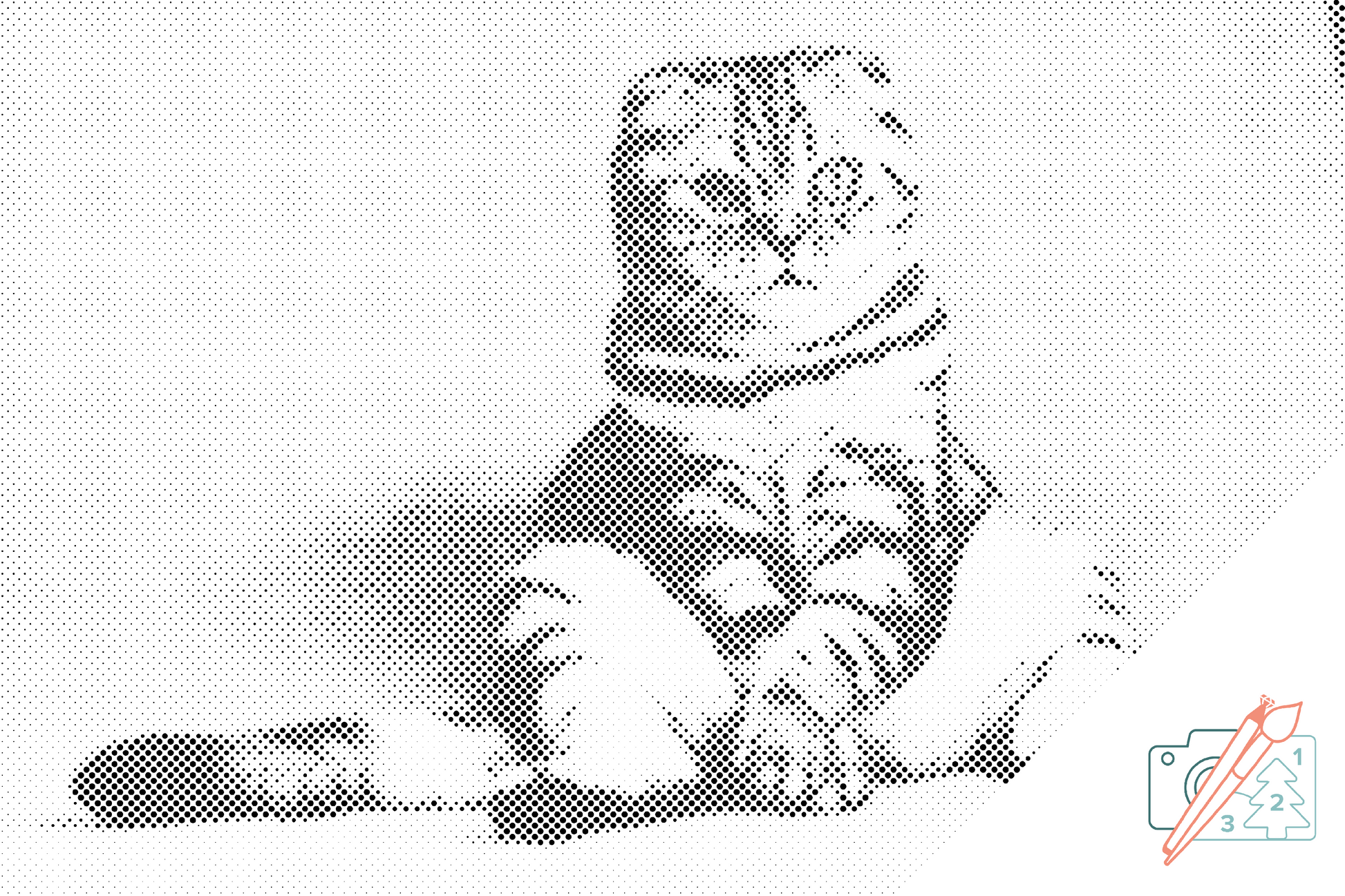Mal-med-prikker -  Siddende Kat