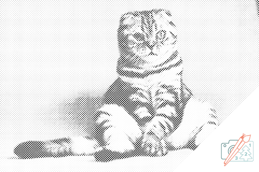 Mal-med-prikker -  Siddende Kat