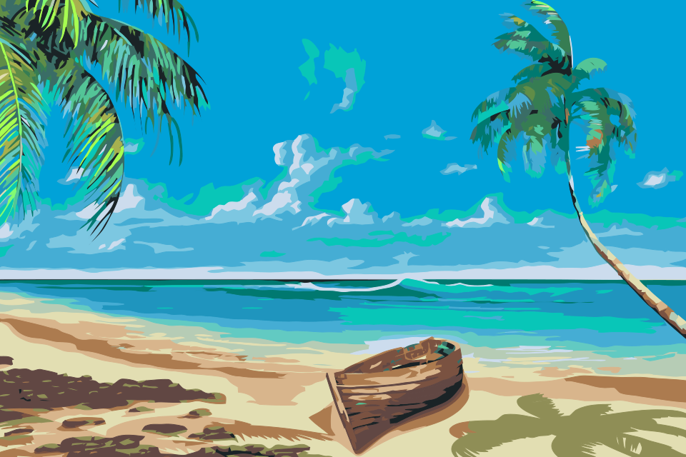 Paint by Numbers - Båd på stranden