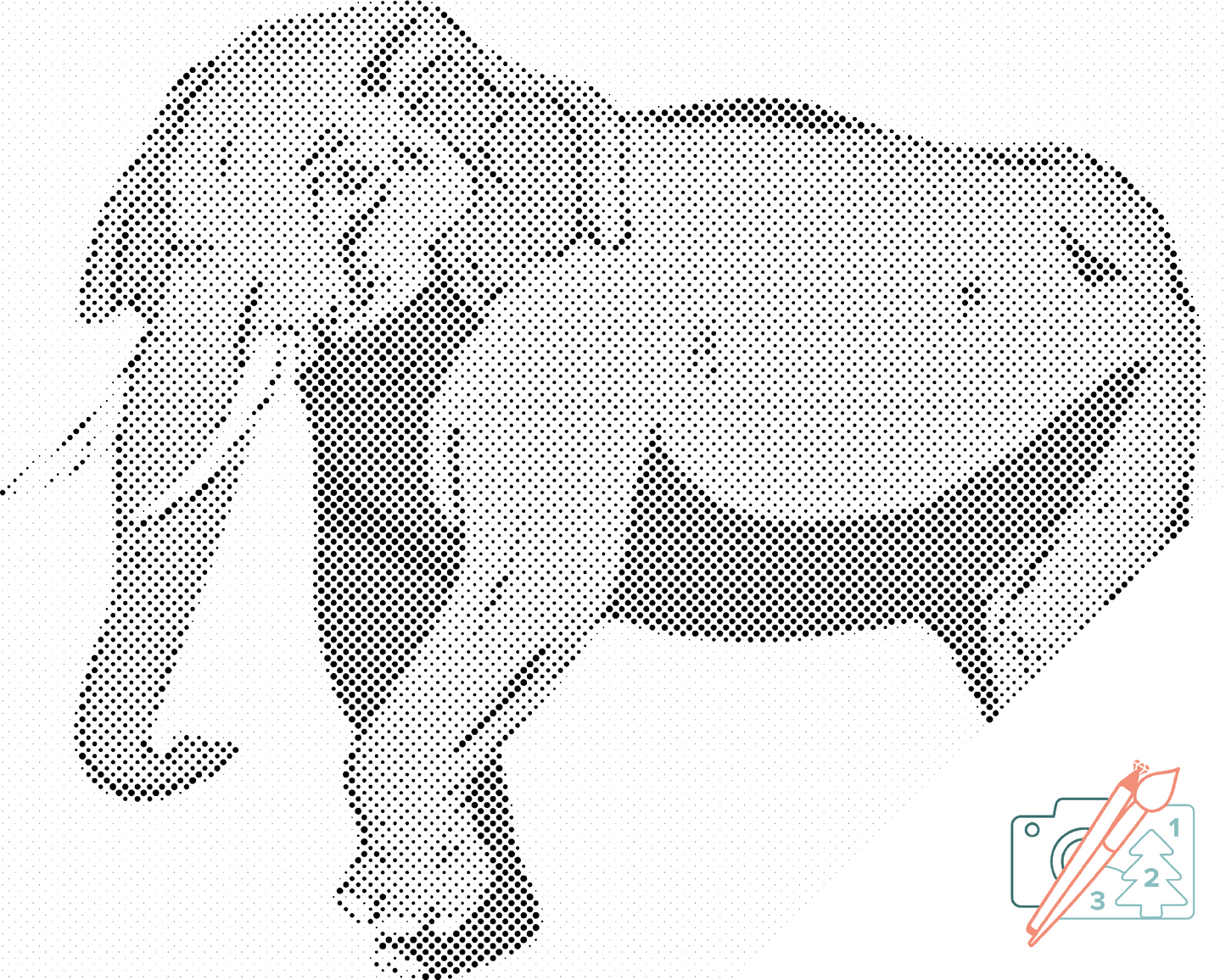 Mal-med-prikker -  Tegneserieelefant