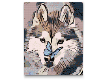 Diamond Painting - Sommerfugl og Husky