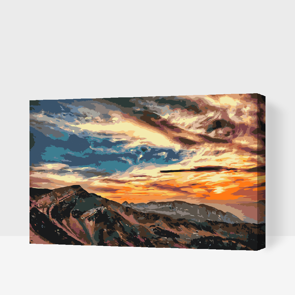 Paint by Numbers - Solnedgang over bjergene
