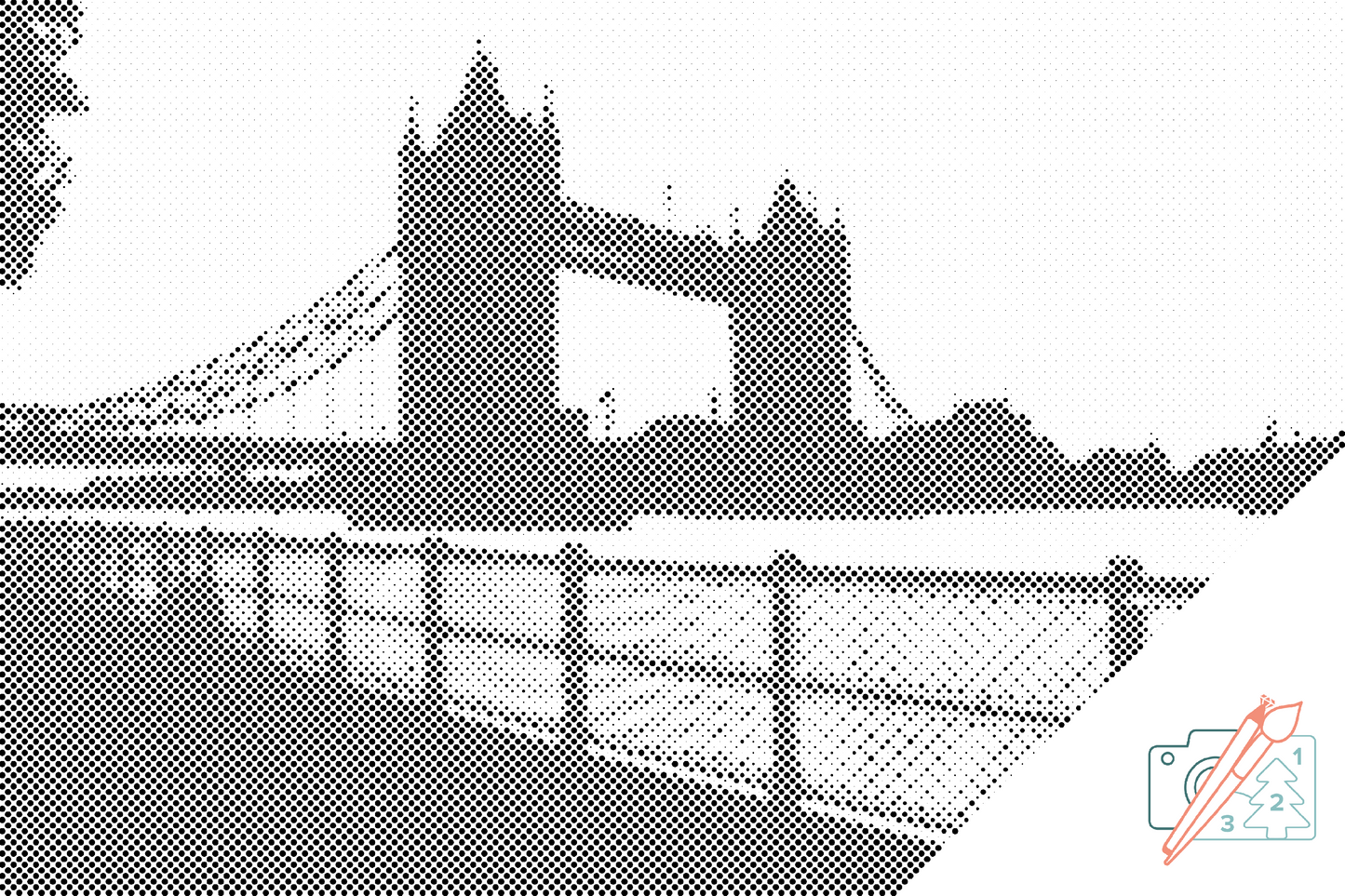 Mal-med-prikker -  London Bridge ved solnedgang