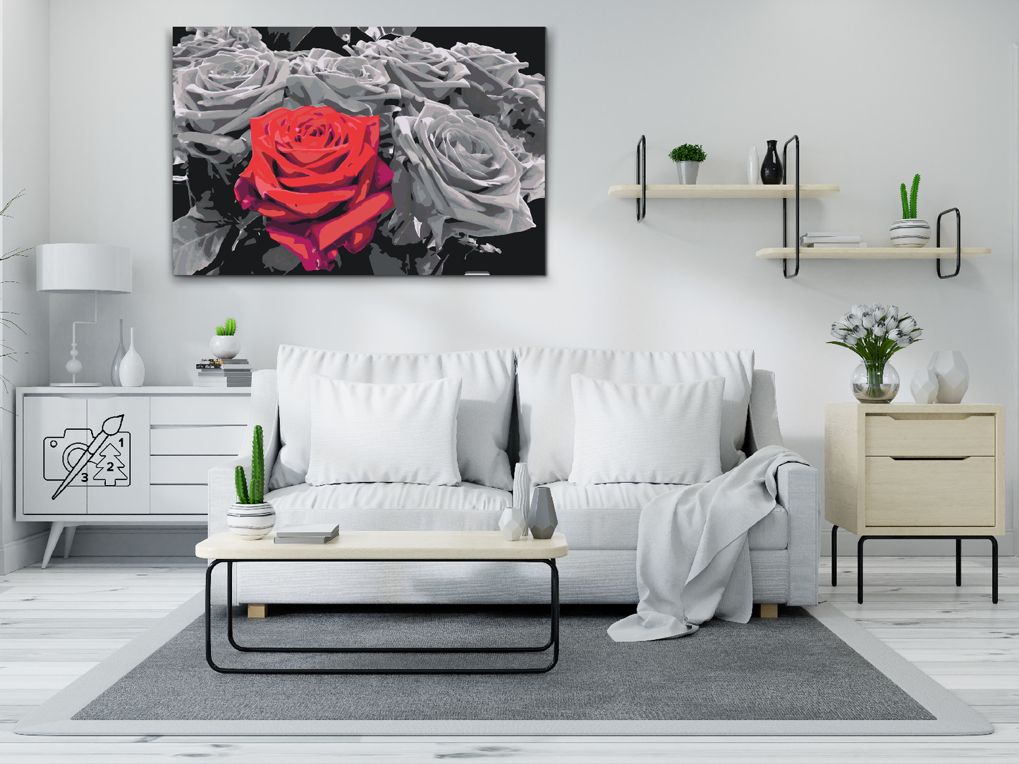 Paint by Numbers - Rød blomst i buket
