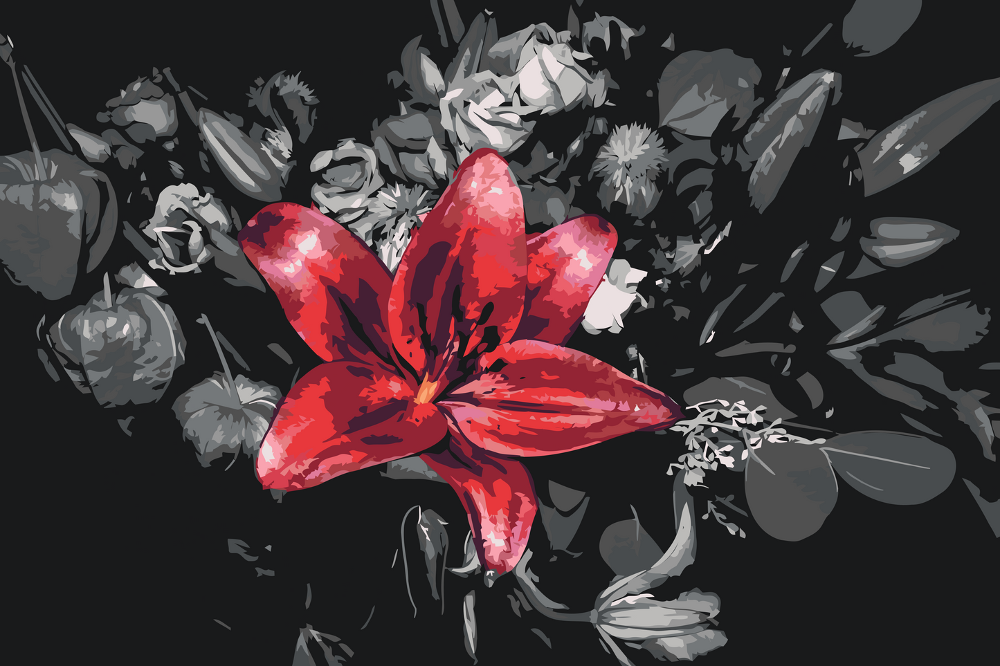 Paint by Numbers - Enkeltfarvet blomst