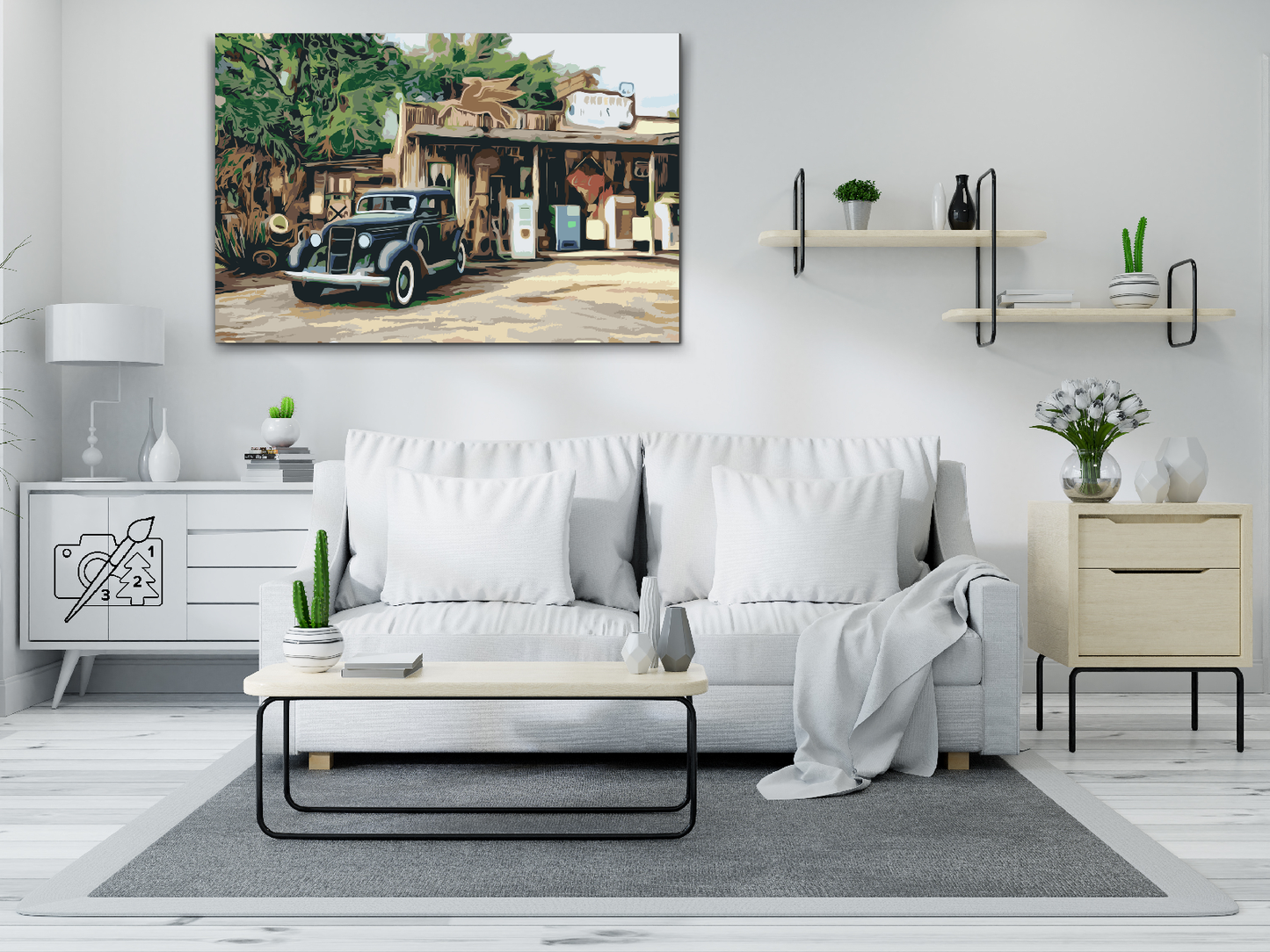 Paint by Numbers - Bil ved pumpen