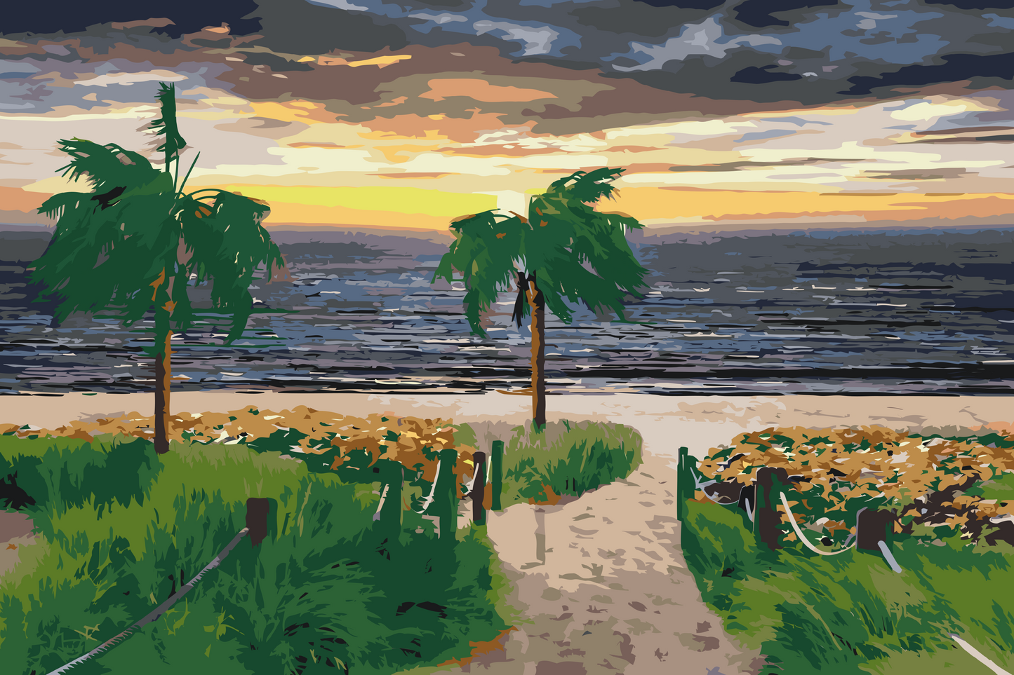 Paint by Numbers - Strand, hav og palmetræer