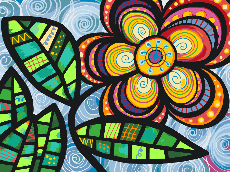 Paint by Numbers - Farverig blomst