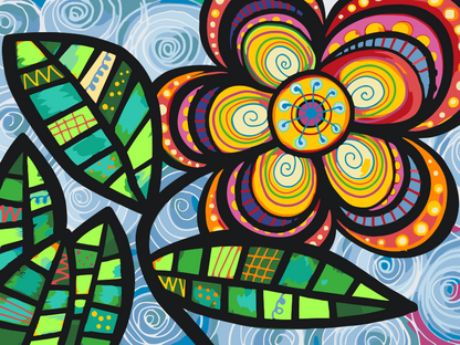 Paint by Numbers - Farverig blomst