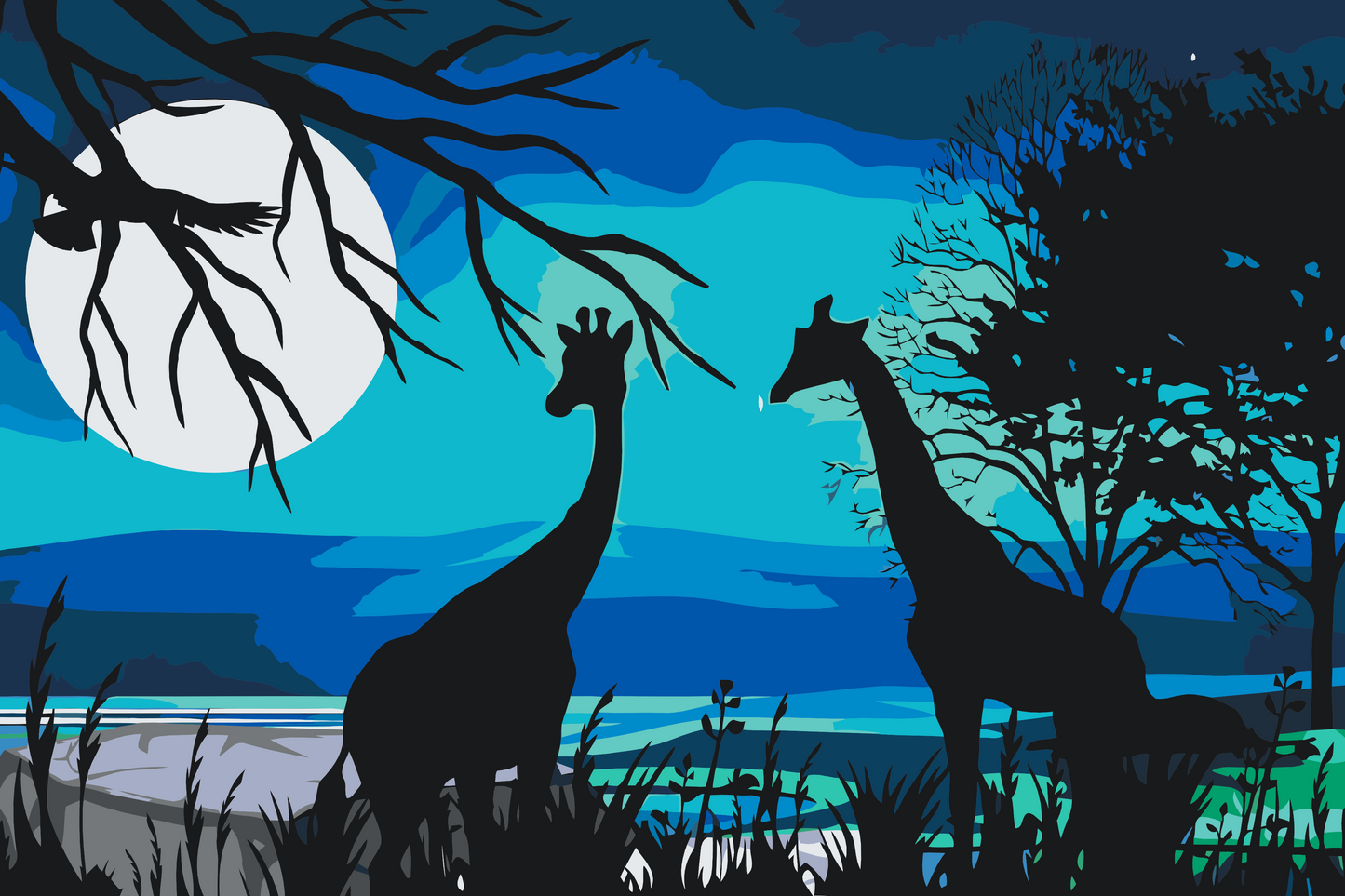 Paint by Numbers - Giraffer i Afrika