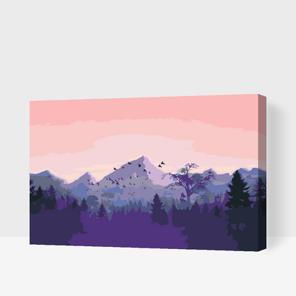 Paint by Numbers - Bjerge ved solnedgang