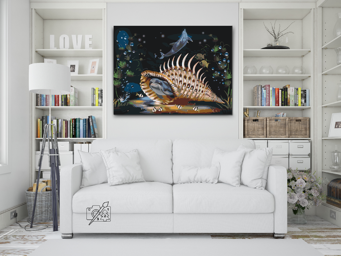 Paint by Numbers - Delfin i en stor skal