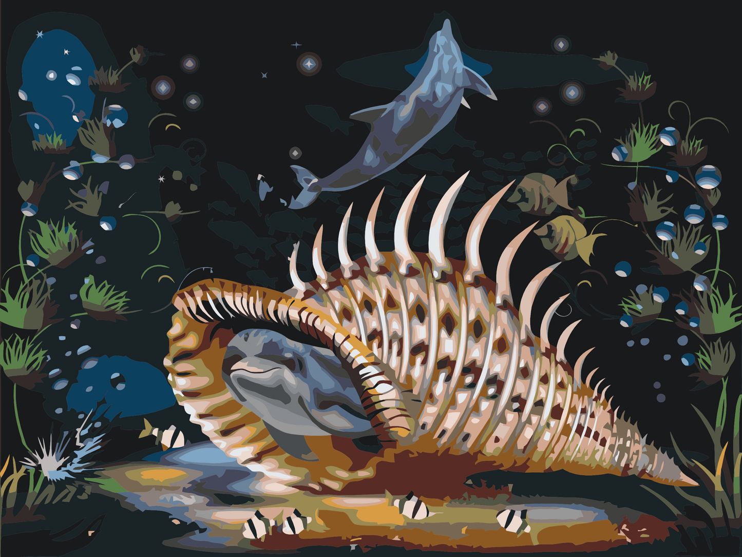Paint by Numbers - Delfin i en stor skal