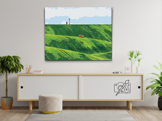 Paint by Numbers - Rød bil i bakkerne