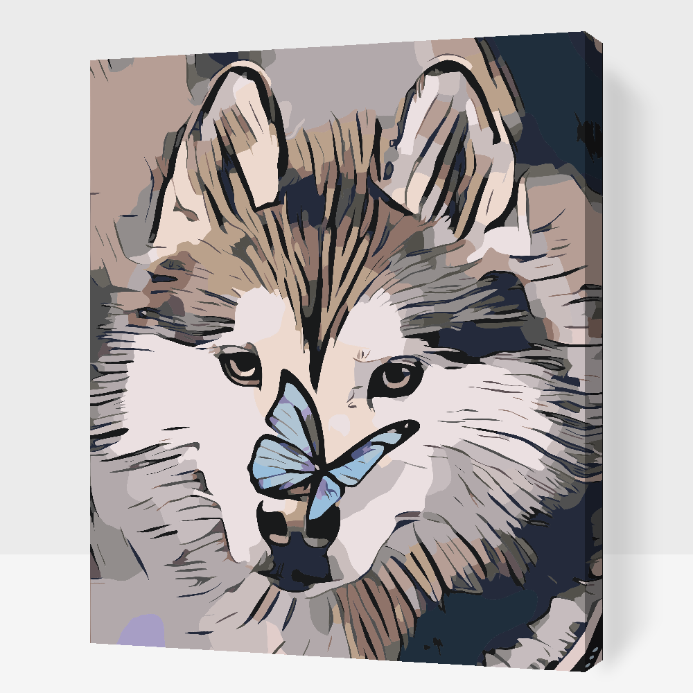 Paint by Numbers - Sommerfugl og Husky