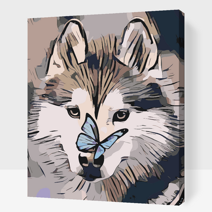 Paint by Numbers - Sommerfugl og Husky