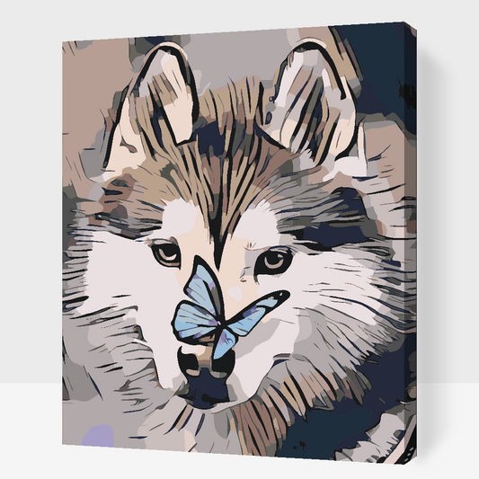 Paint by Numbers - Sommerfugl og Husky
