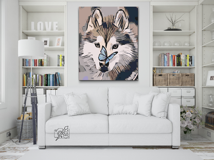 Paint by Numbers - Sommerfugl og Husky