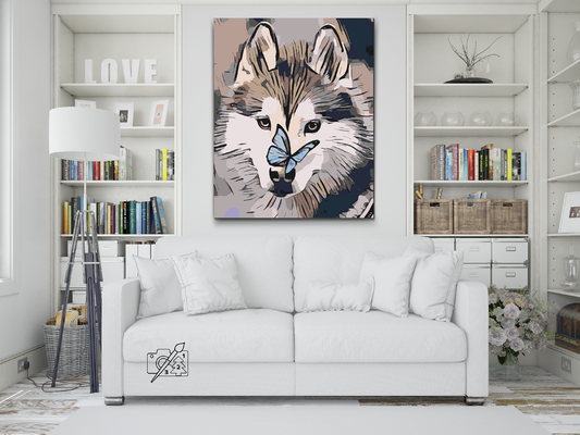 Paint by Numbers - Sommerfugl og Husky