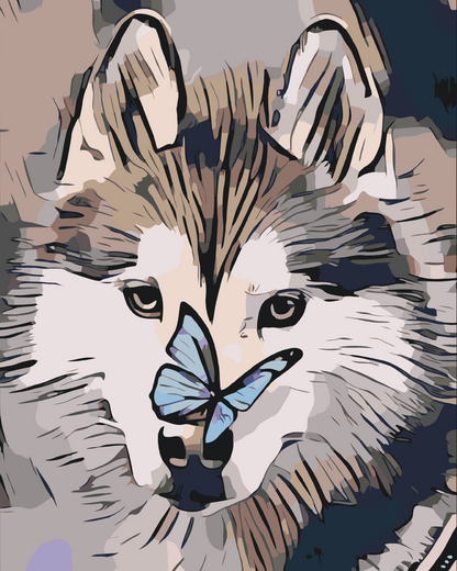 Paint by Numbers - Sommerfugl og Husky