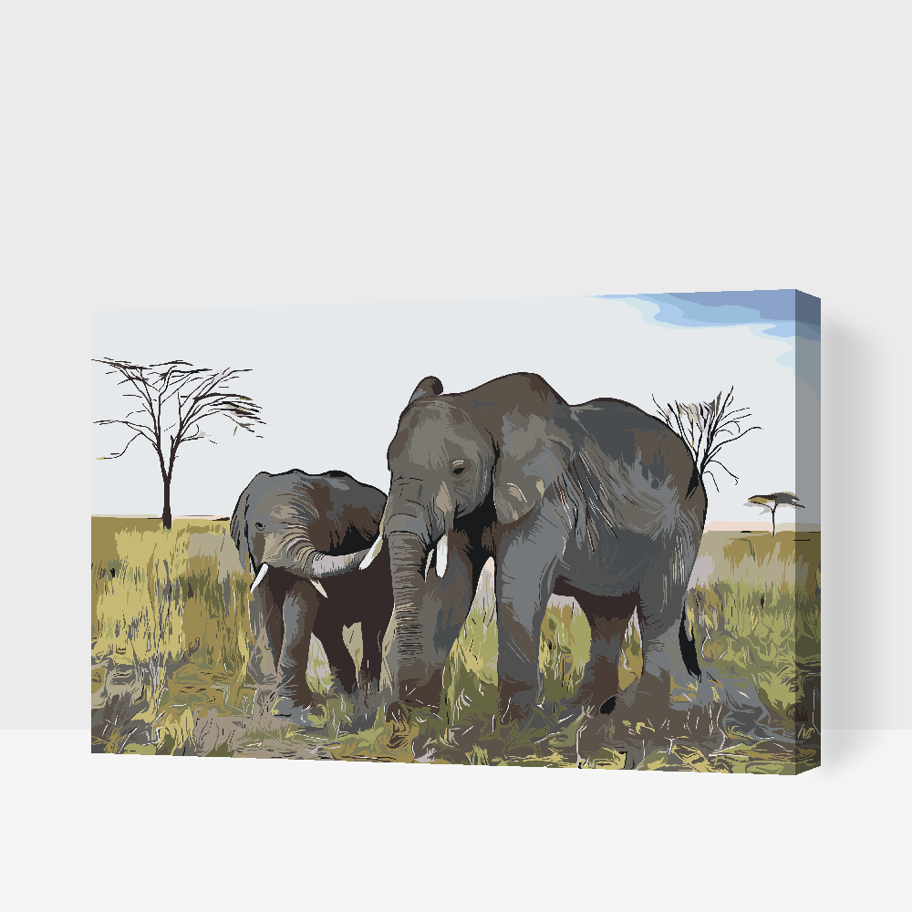 Paint by Numbers - Elefantunge med mor