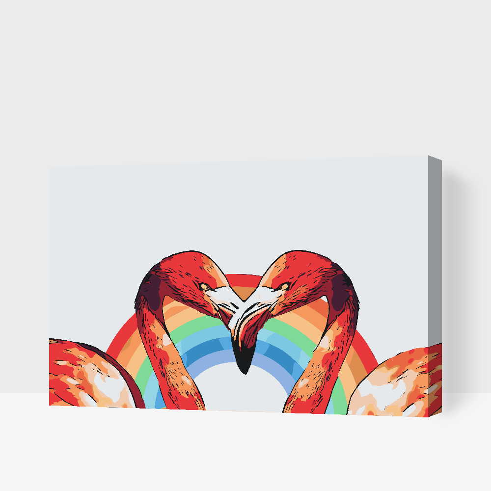 Paint by Numbers - Hjerteformede flamingoer