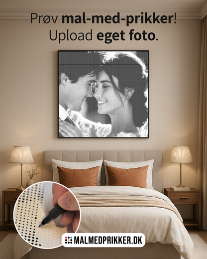 Malmedprikker eget foto lærred på væg med brudepar