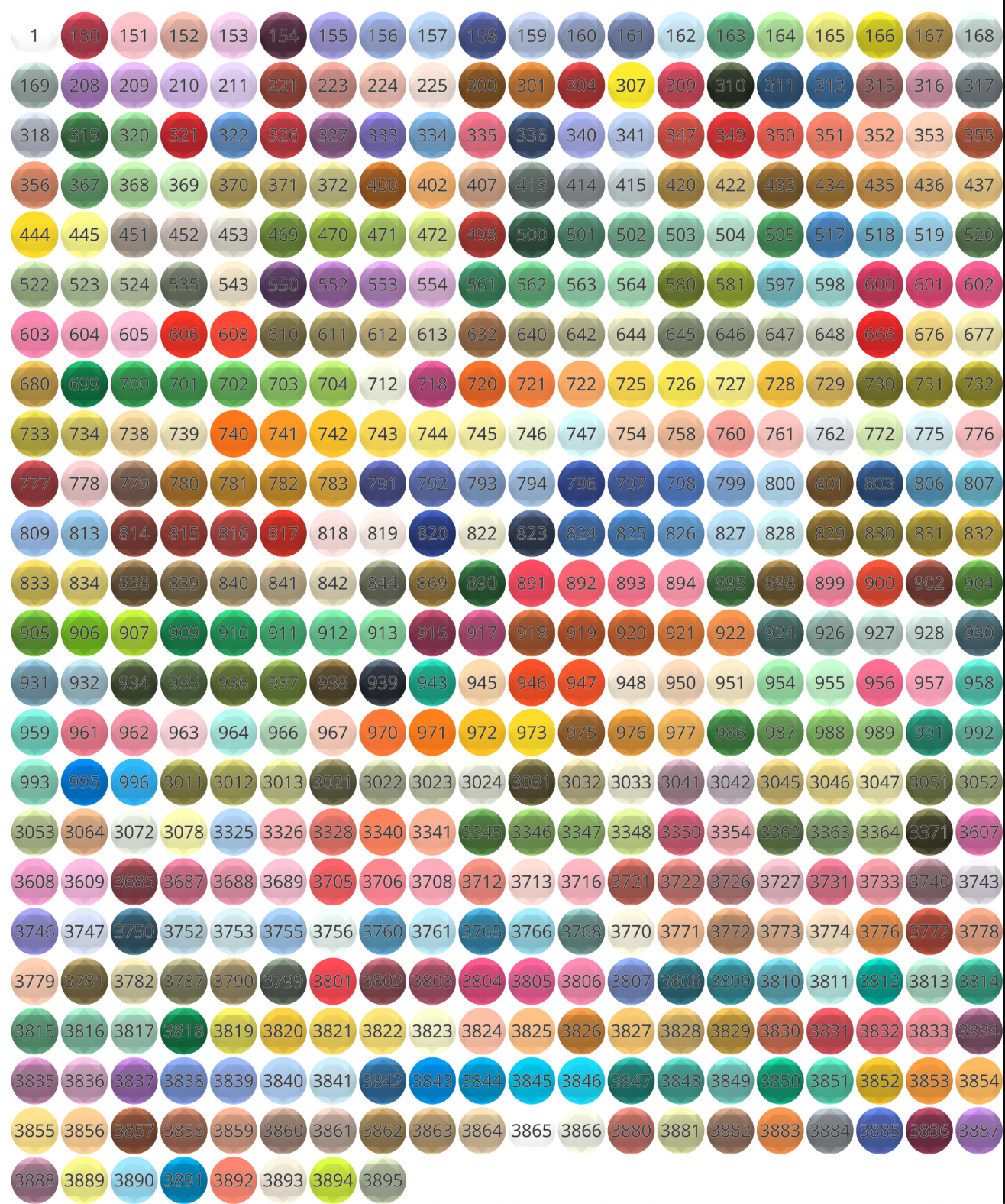 Diamond Painting - Pakke diamanter 1000 stk. - farvekort